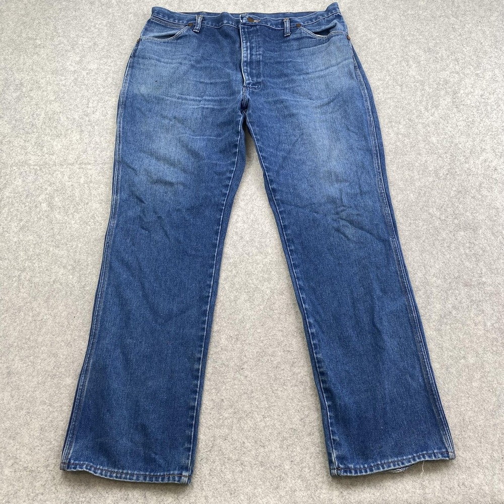 VTG Wrangler Jeans Mens 40x32 (38x30) Blue Regular Straight *STAIN* USA 912DEN